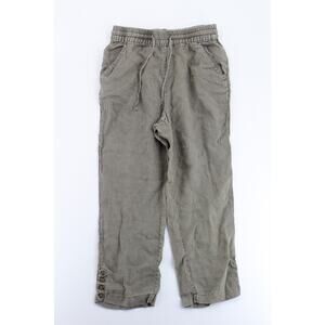 Nicole Miller linen pull on button capri pants womens 26 lagenlook coastal retro